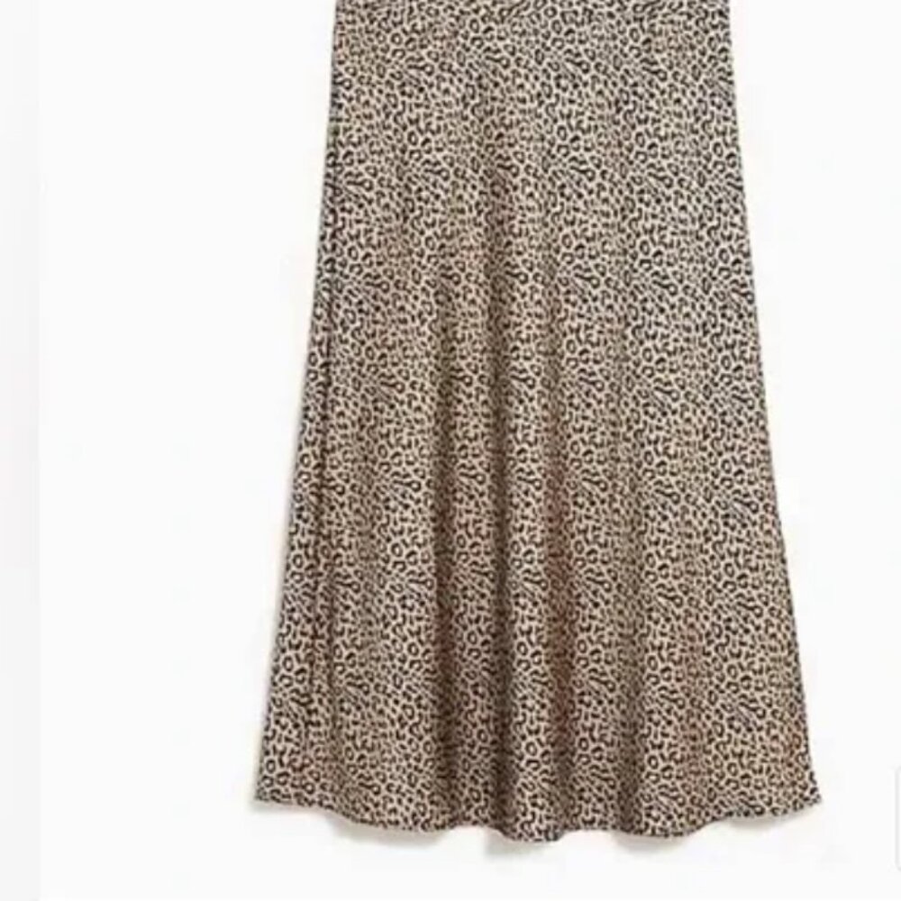 J. Crew Leopard Print Satin Midi Skirt Size M